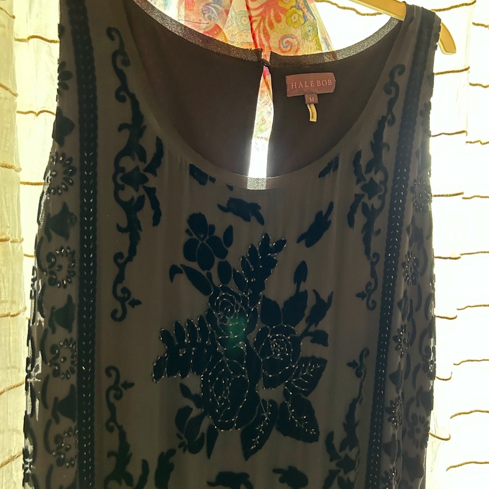 Hale Bob black beaded mini dress
